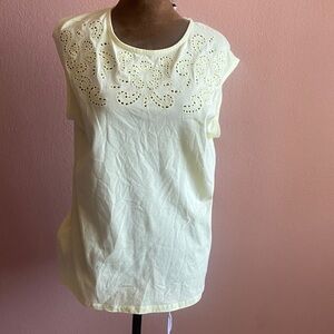 ANNE KLEIN Elegant Yellow Eyelet Women's Top